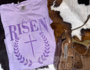 He is Risen Tee (Lilac Comfort Color)